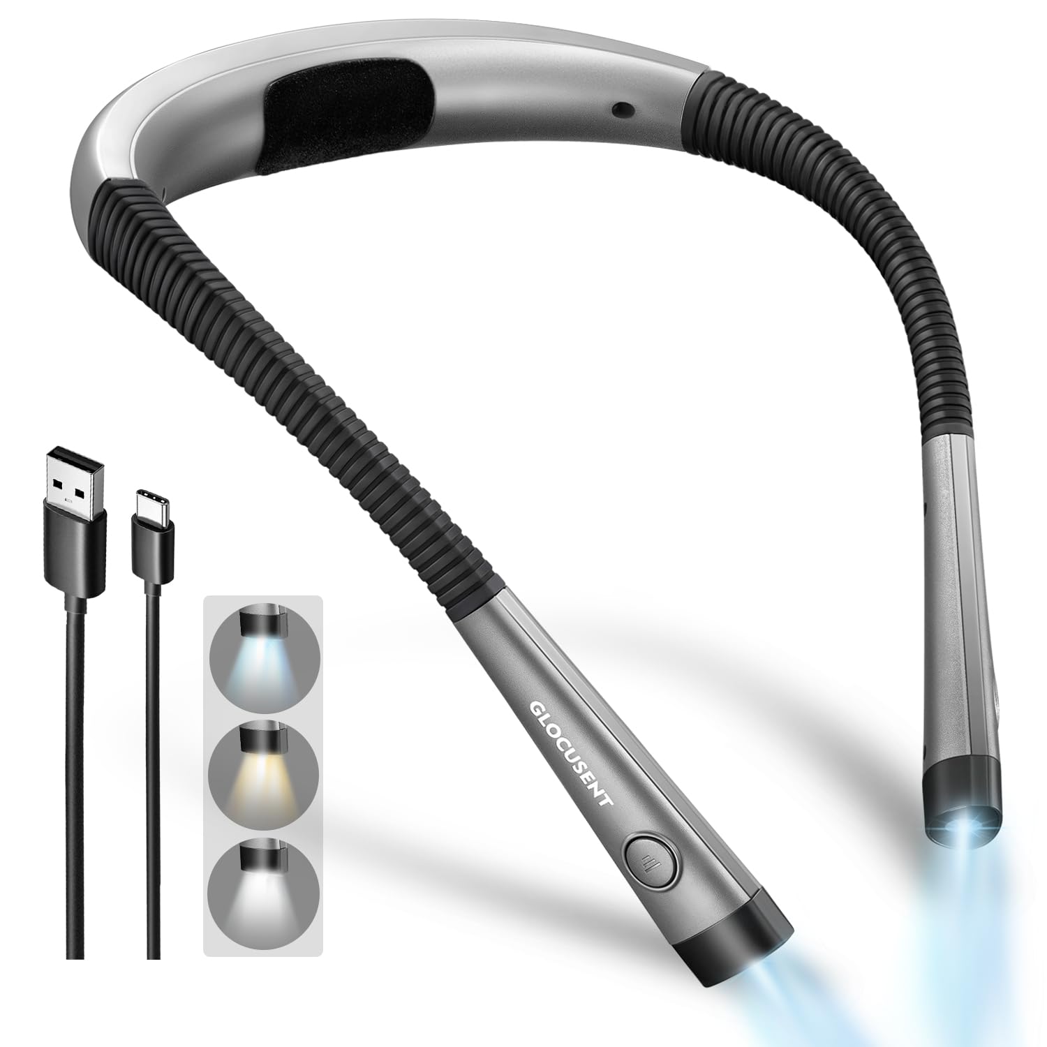 Glocusent Neck Light, 1600Mah Rechargeable Reading Light
